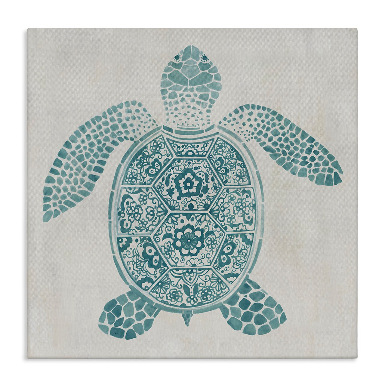 Stupell Industries Mediterranean Patterned Turtle Canvas By Hannah Dawson
